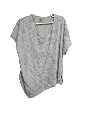 Chico's Gray Embellished Asymmetrical Short Sleeve Top Size 3 XL